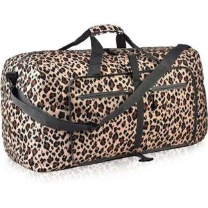 New Travel Bag Water Resistant Duffle Bag Z Brown Leopard